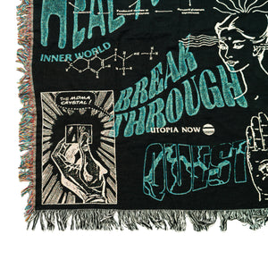 MDMA THERAPY WOVEN BLANKET (Black, Teal, Powder Pink)